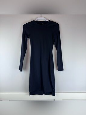 NEW Buff Bunny Black Long Sleeve Fall In Love Athletic Athleisure Dress Medium